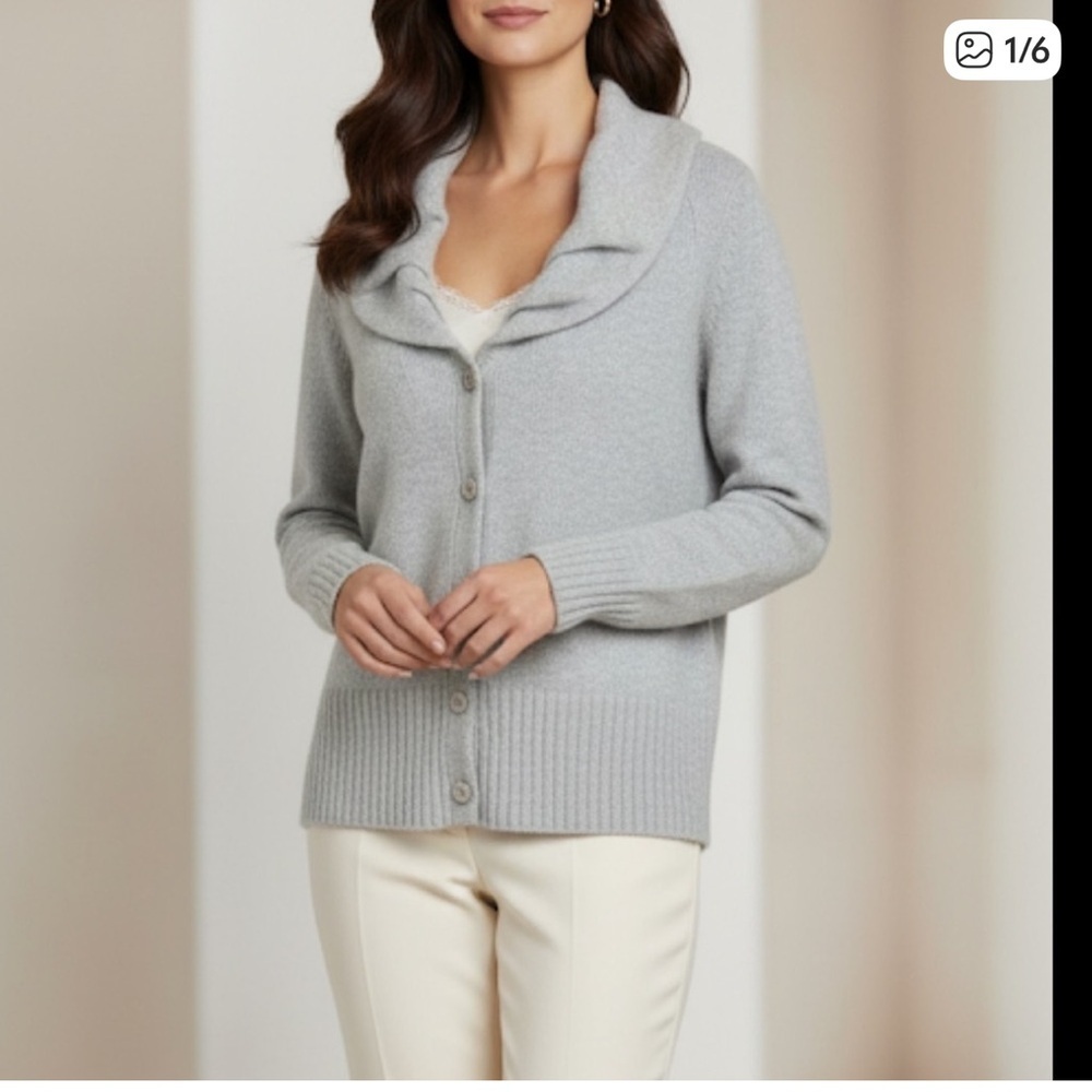 Marina Luna Vintage Women's Gray Cardigan Sweater